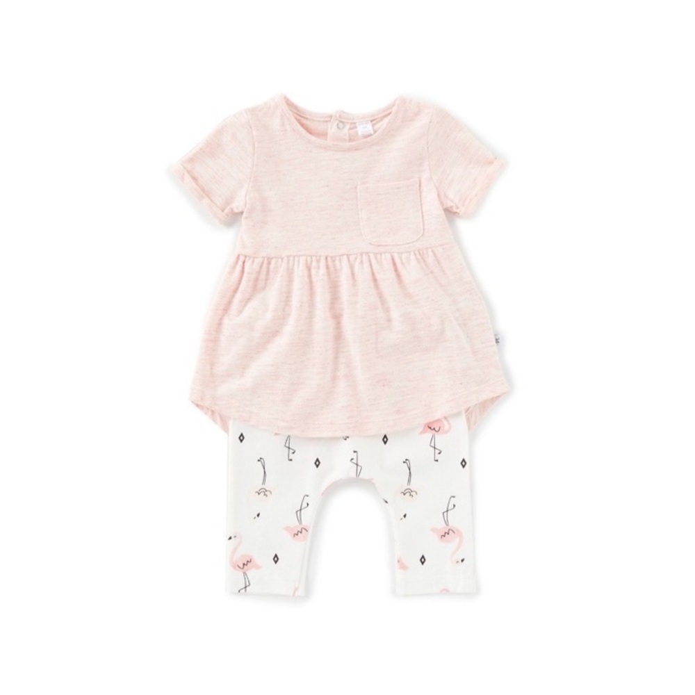 👶🏻Petit Lem tunic & flamingo legging set 18 mo